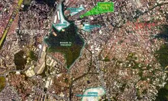 Foto aérea com o terreno de 765 m² destacado em verde - Terreno de 765 m² em Freguesia de Jacarepaguá (15000-143) - 15000-143 - 15