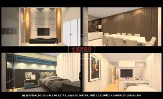Perspectiva 3D da sala de estar, da sala de jantar, da suíte 3 e da suíte 4 - Casa duplex 5 quartos no Cond. Parc Des Palmiers - Recreio dos Bandeirantes (15000-149) - 15000-149 - 26