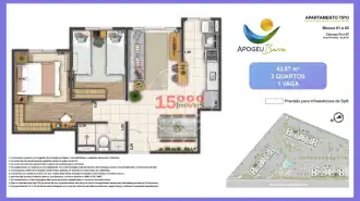 Planta baixa do apartamento anunciado - Apartamento novo 2 quartos no Cond. Apogeu Barra - Camorim (15000-158) - 15000-158 - 7